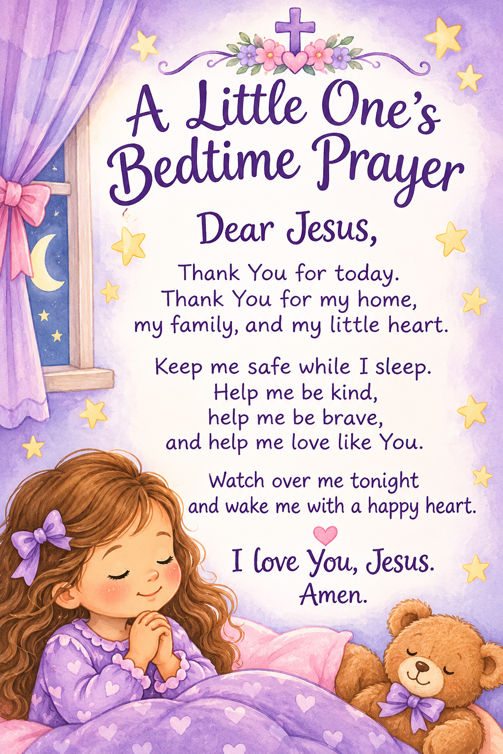 A Little One's Bedtime Prayer — free printable prayer card