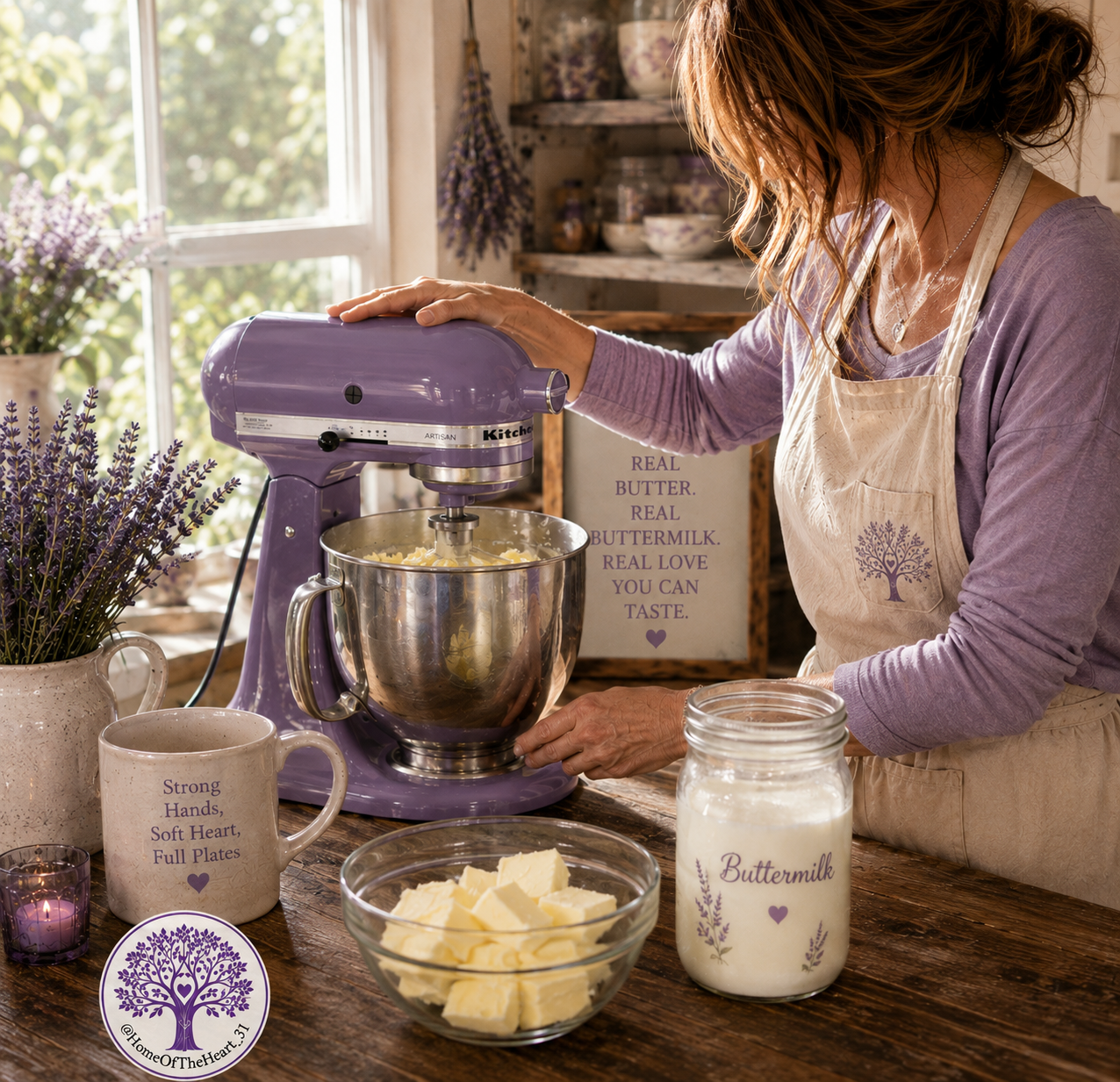 Homemade butter and buttermilk made from scratch