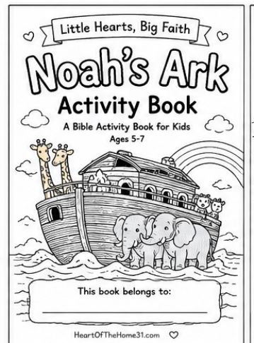 Noah's Ark printable activity book cover